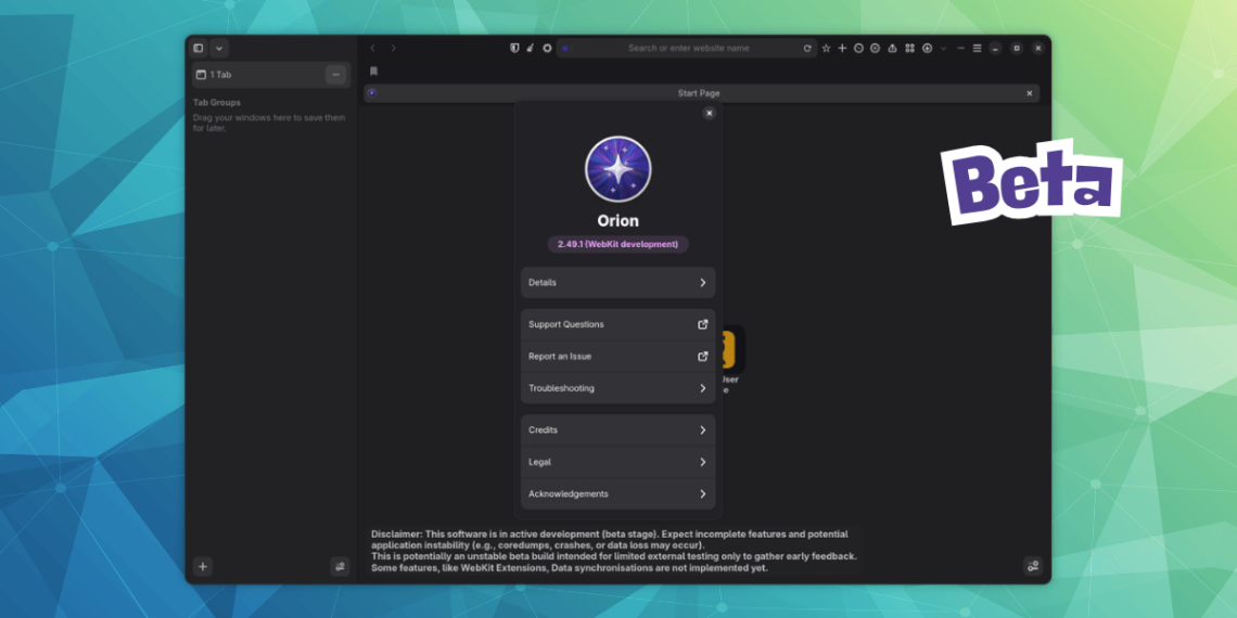 Orion Browser Linux Beta Now Available